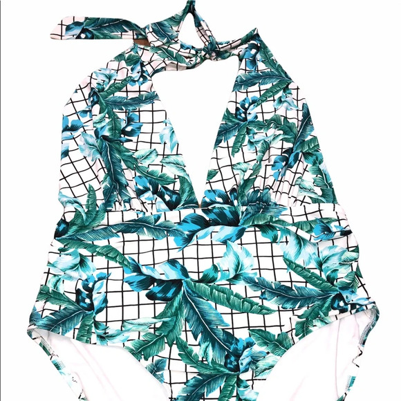 Swimsuits for all size 22 banana palm leaves one piece gorgeous swimsuit - Picture 2 of 8
